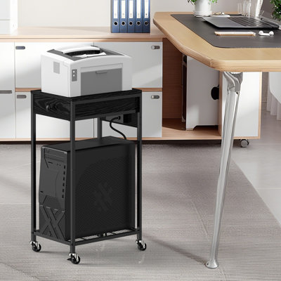 Printer Stand - Black with Power Strip