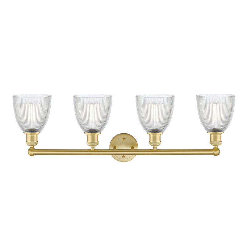 Éclairage pour meuble-lavabo 4 lumières 33 pouces Philomene, Transparent, Or satiné