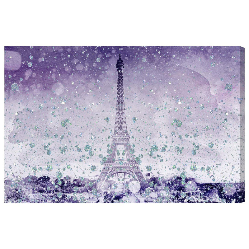 Paillettes mauve, impression sur toile tendue eiffel, H 36 po x l 54 po x P 1,5 po, Toile tendue
