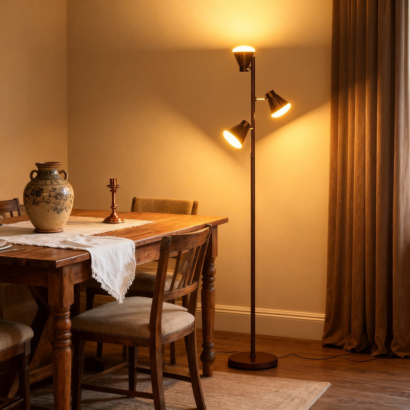 36W Modern Tree Floor Lamp With Remote Control, Dimmable Standing Lamp, 4 Color Temperatures, 3 Rotatable Arms For Living Room, Bedroom, Office