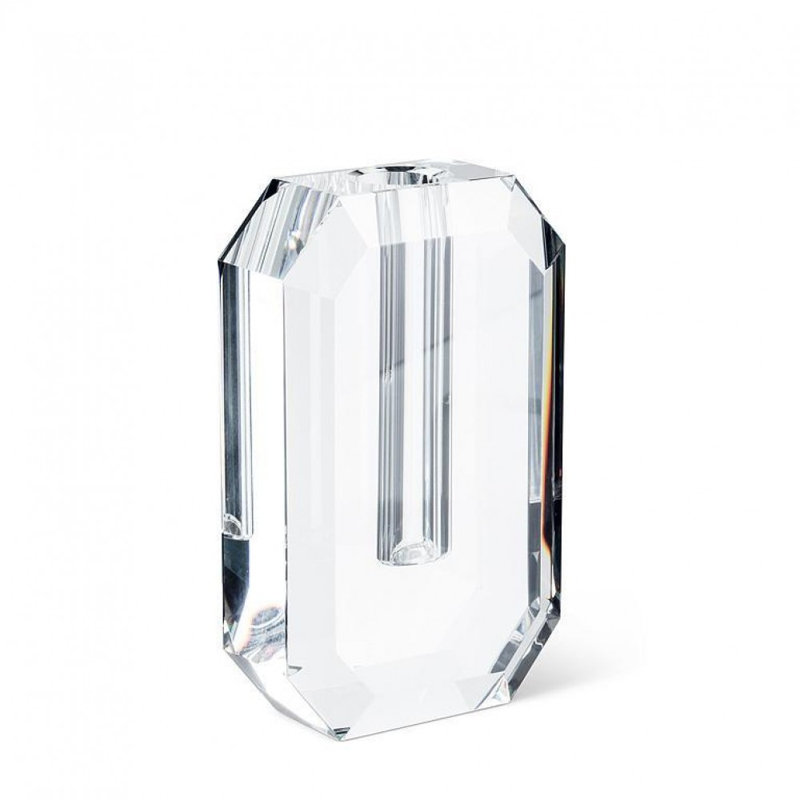 Small Cut Rectangle Bud Vase, 5" H x 3.5" W x 1" D