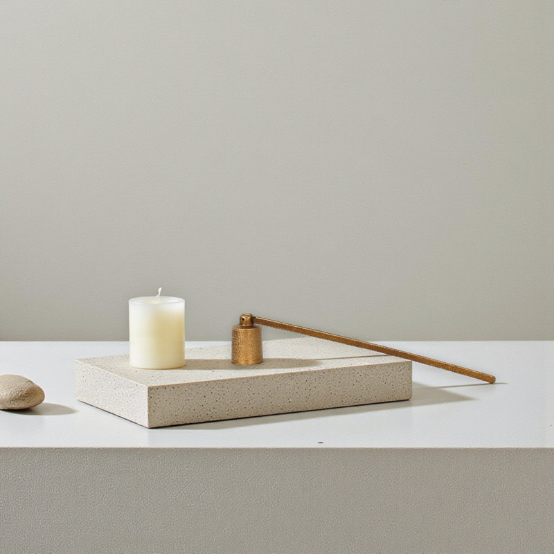 Tabouret de bougie en fonte Ladona, Doré