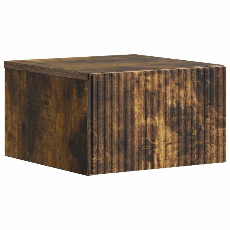 33cm W Manufactured Wood Bedside Table, Smoked Oak