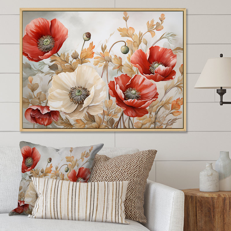Charme des coquelicots dans Winter Delight II, H 30 po x l 40 po x P 1,5 po, Cadre naturel flottant