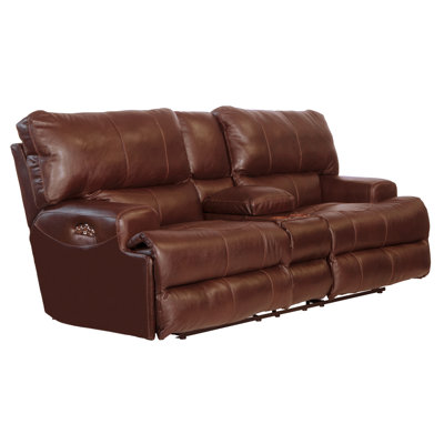 Causeuse inclinable en cuir italien avec console de rangement 89 po Anjuman