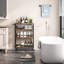 Chariot utilitaire à roulettes 20 po à 4 niveaux avec roulettes, chariot de rangement étroit pour la cuisine pour petits espaces, étagère à épices en bois et en métal, étagère mobile pour garde-manger, salle de bain - brun et noir