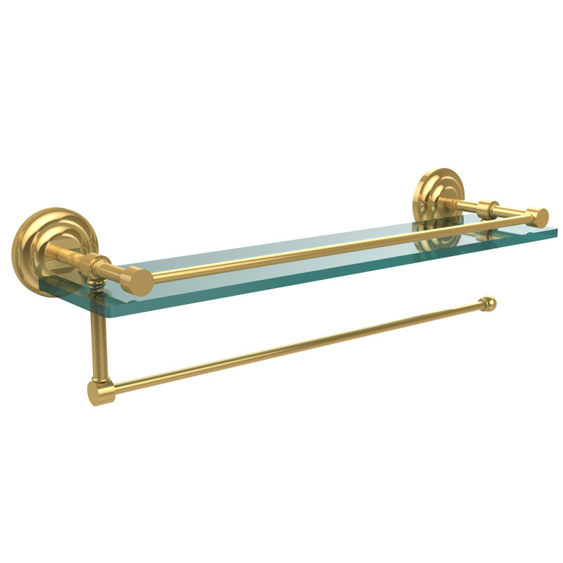Meira Bracket Shelf with Towel Bar, Polished Brass, 5'' H x 16'' W x 5'' D