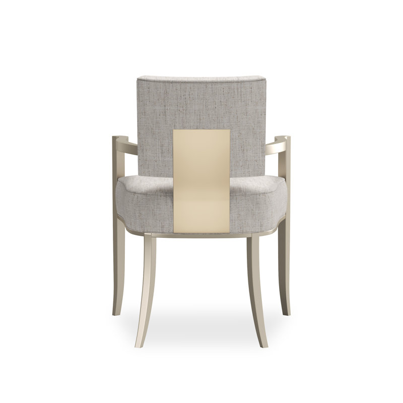 Caracole Classic Upholstered Arm Chair, Silver/Gold, White