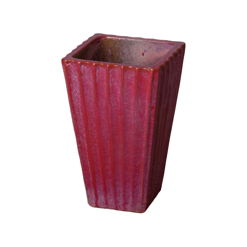Pot à fleurs en argile, Rouge tropical, H 20 po x l 13 po x P 13 po