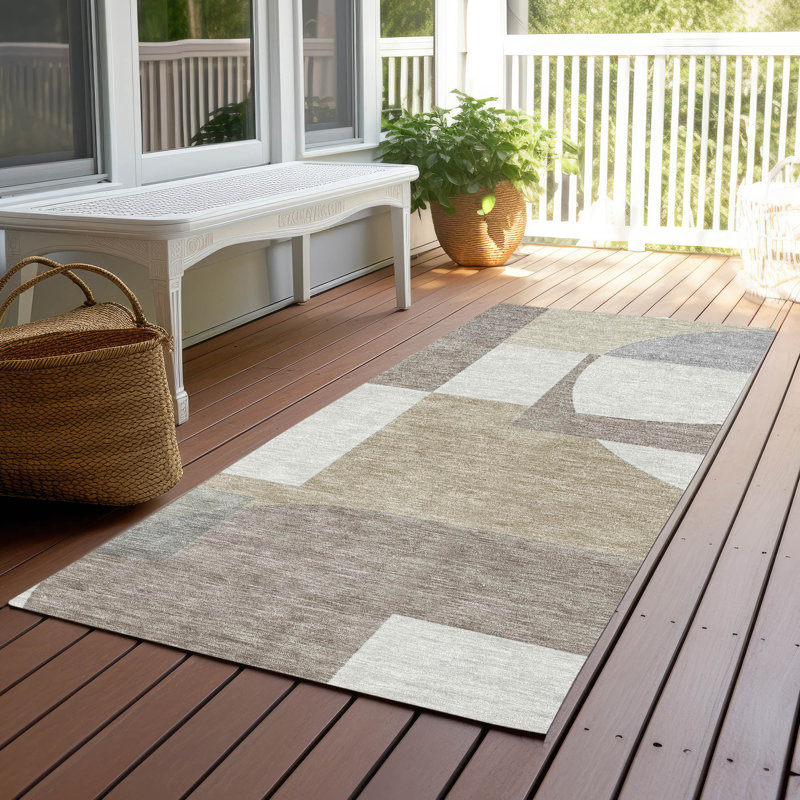 Daeel Brown Washable Indoor-Outdoor Rug - LOOMLAN, 2'3" x 7'6"