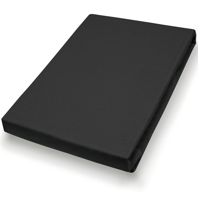 Cotton Blend Jersey Knit Fitted Sheet, 90 - 100cm x 200 - 220cm, Black