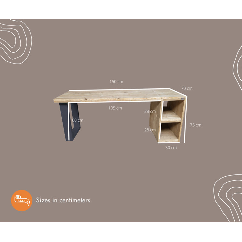 Esterbrook Solid Wood Writing Desk, Black, 75cm H x 150cm W x 70cm D