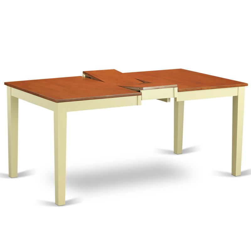 L'ensemble de table de salle à manger moderne 6 pièces contient une table rectangulaire en bois avec feuille papillon et 4 chaises de salle à manger avec banc, babeurre et cerise