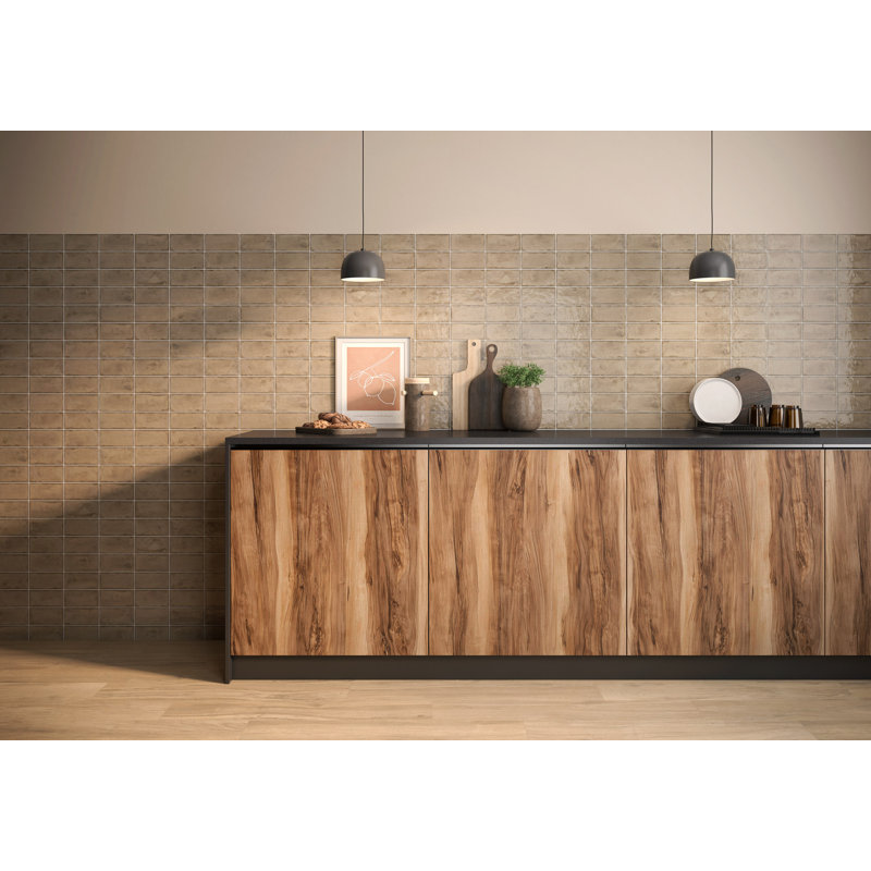 Tegel Taupe BG 3" x 6" Glossy Ceramic Subway Wall Tile – Warm Earth Tone, Brown/Gray