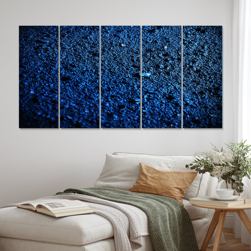 «Abstract Euphoria Deep Blue Happiness», reproduction sur toile abstraite - 5 panneaux égaux