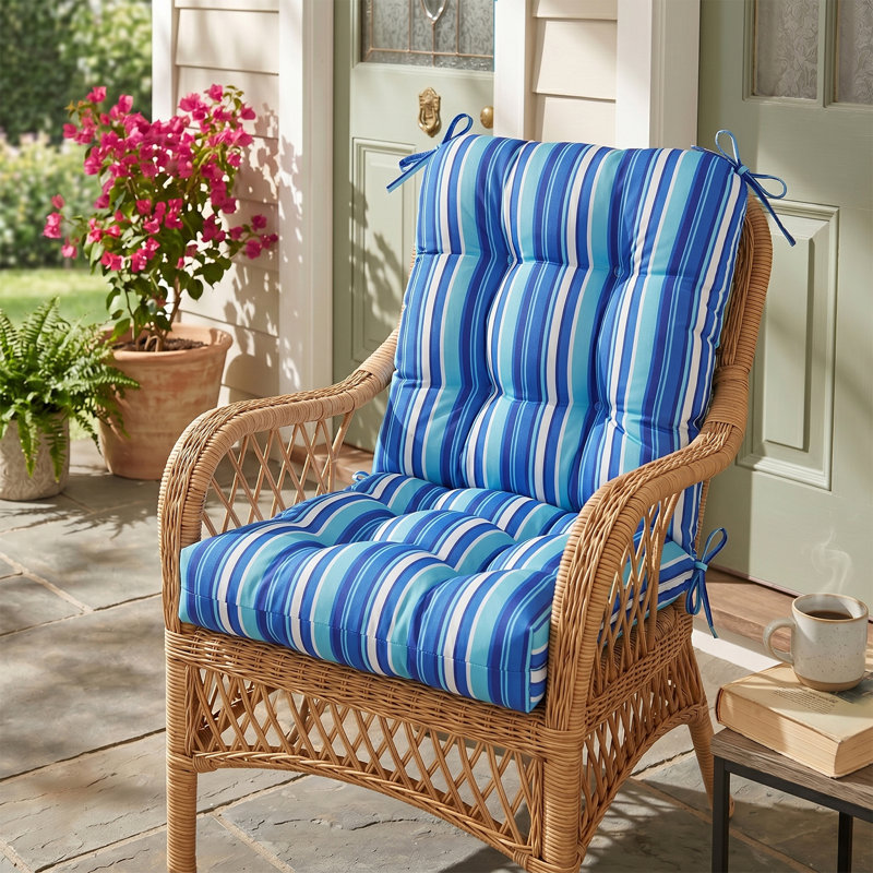 Indoor/Outdoor Seat/Back Cushion, Blue Stripe