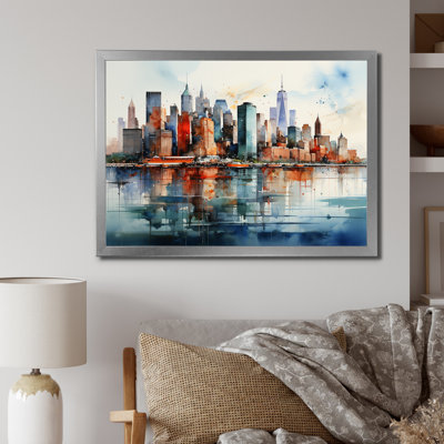 «Dreamy New York Scenery Retro Watercolor I», reproduction sur toile