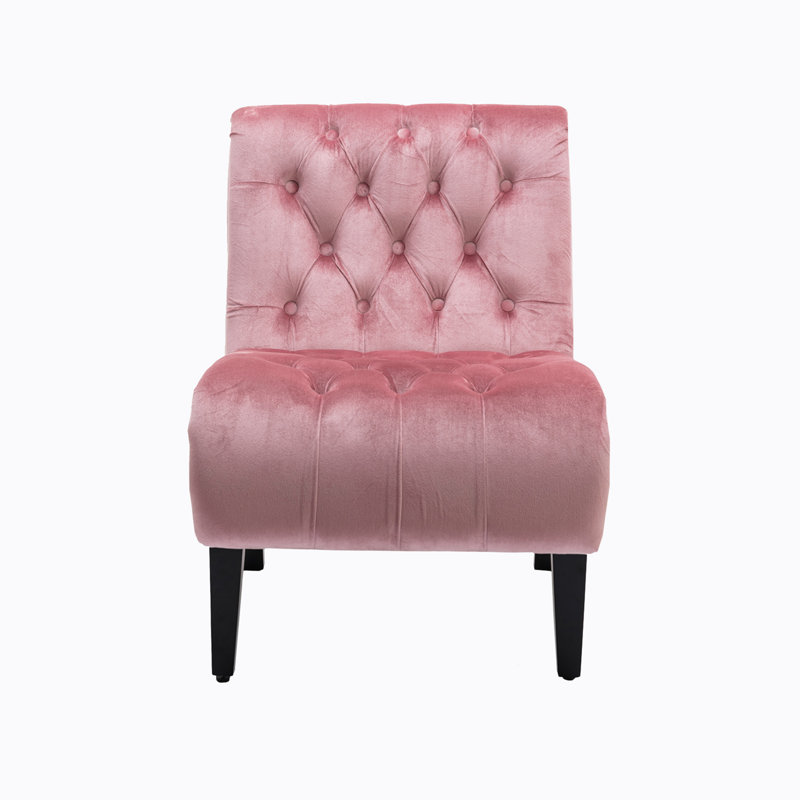 Javita 22.83'' Wide Modern Armless Accent Living Room Chair / Leisure Chair,Upholstered Fabric Button Comfortable Chair with Wooden Legs
