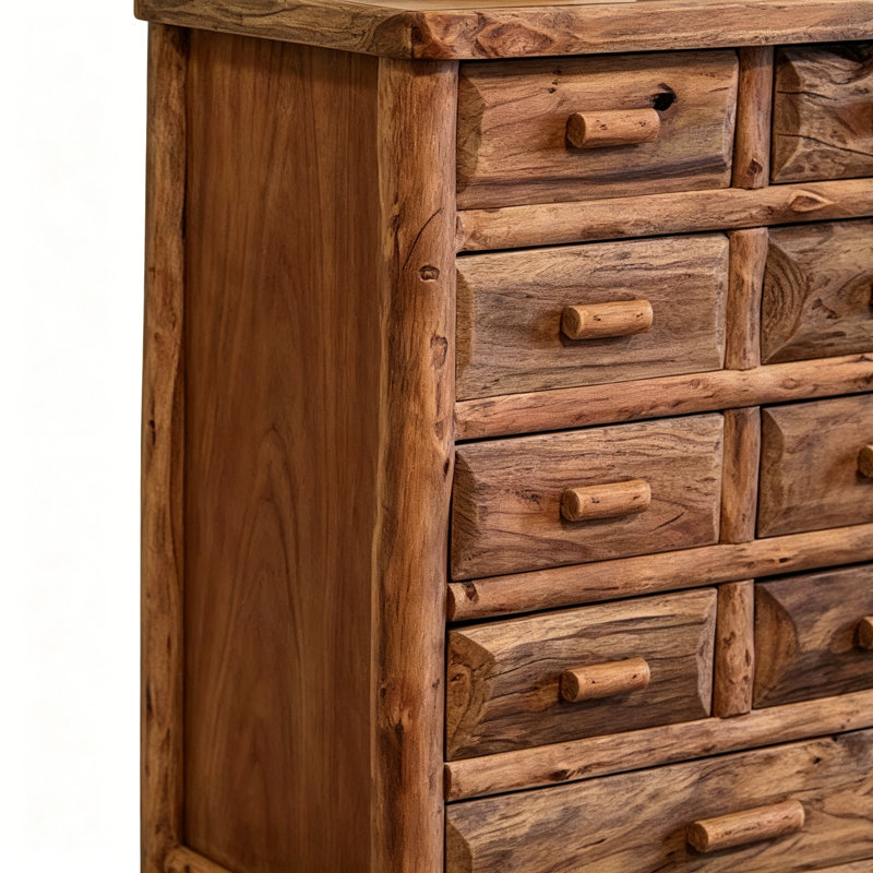 Armoire d'entrée en bois massif de style Wabi-Sabi