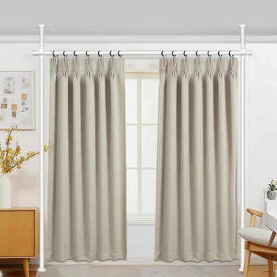 Satin Adjustable Curtain Pole Set