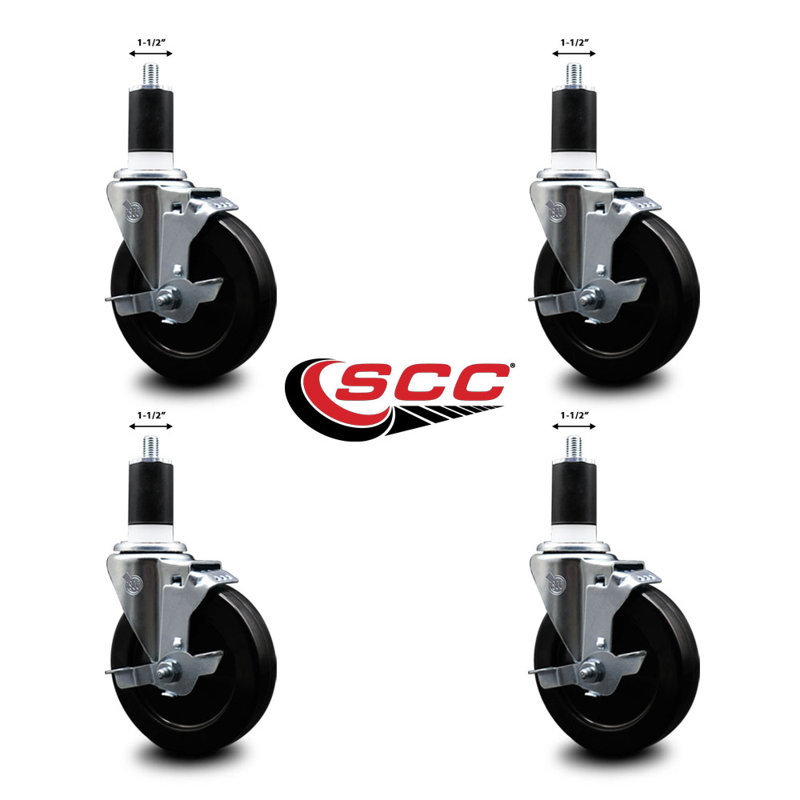 Ensemble de roulettes extensibles en caoutchouc souple de 1-1 / 2 po avec frein SCC
