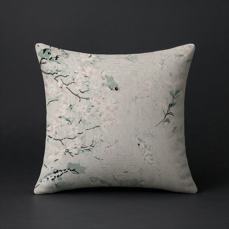 Coussin décoratif intérieur et extérieur Modern, Gris floral 5, Carré 18 po