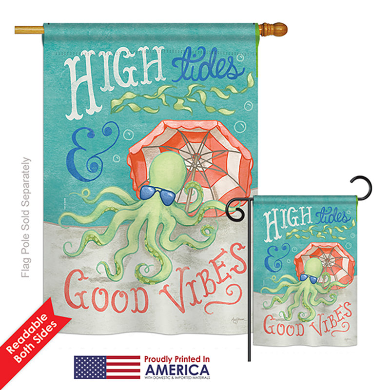 Ensemble de 2 drapeaux en polyester à 2 faces et imprimées à la maison verticale décorative nautique goodies de octopus goods