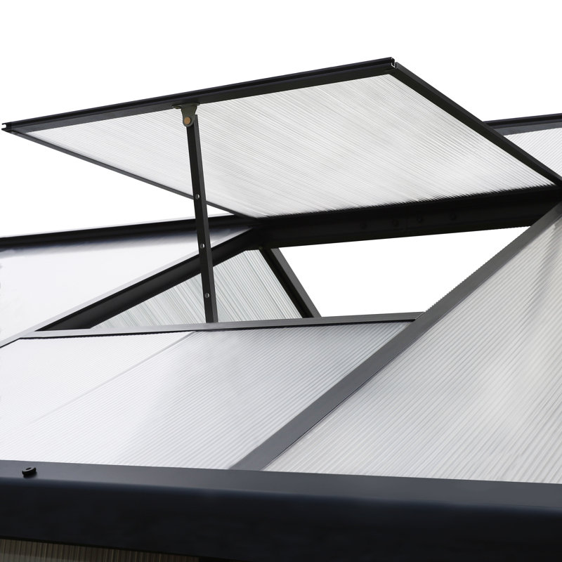 Aluminum Polycarbonate Greenhouse for Outdoor, 90.5" H x 96" W x 192" D, Gray