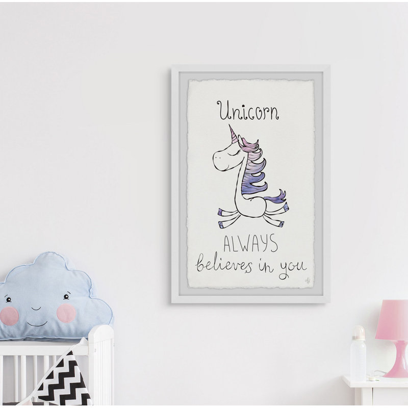 «Kapono Unicorn Always Believes in You», reproduction encadrée, H 45 po x l 30 po x P 1,5 po