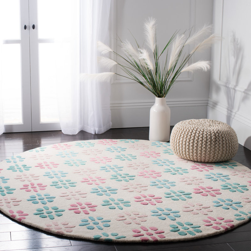 Candelo Hand Tufted Wool Floral Rug, Round 6'