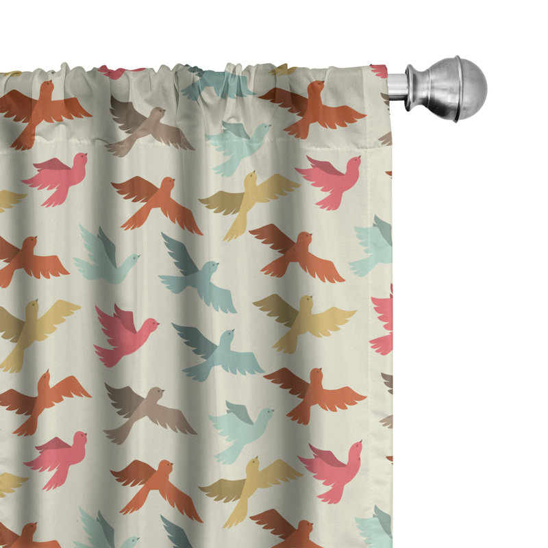 Bird Semi-Sheer Rod Pocket Curtain Panels, 28" x 84"