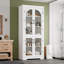 70 po - Armoire de rangement pour garde-manger 70 po - Présentoir moderne avec 4 portes en verre arquées et tablettes réglables, organisateurs de placard polyvalents pour la cuisine, la salle à manger, le salon, blanc-322208114