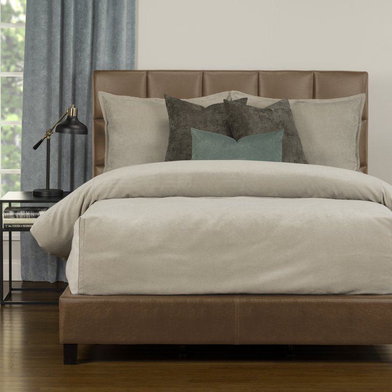Mixology Velvet Bed Cap Comforter Set with Sewn Corners, Queen, Habor Gray