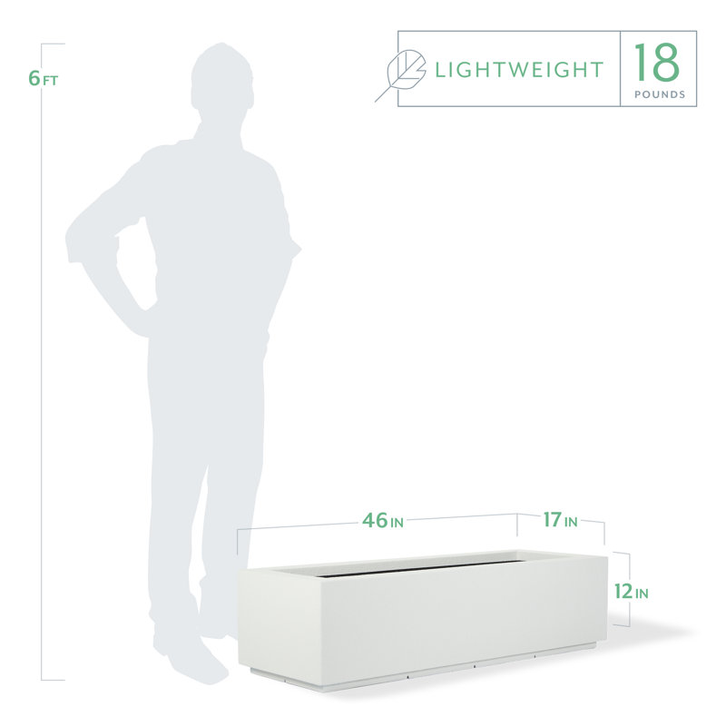 Milan Tall Polymer Box, White, 12"H x 46"W x 17"D