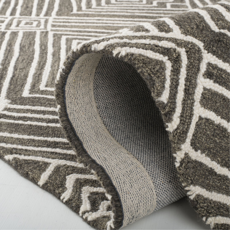Tapis gris anthracite en laine, en coton, touffeté à la main Lauren Ralph Lauren Isabella, Rectangle 8 pi x 10 pi