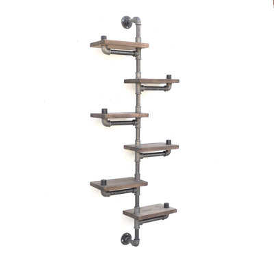6 Piece Industrial Pipe Shelves