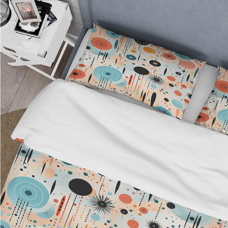 Ensemble de housse de couette à pois Tribal Fusion Polka Dots Pattern I, Housse de couette simple + 1 taie décorative stan