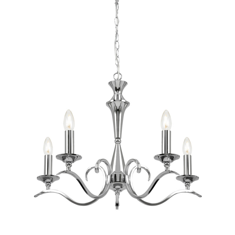 Barry 5 - Light Candle Style Chandelier, Polished Chrome