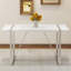 Table de salle à manger rectangulaire Modern Glam ultrabrillante avec pieds géométriques en métal-1015117288