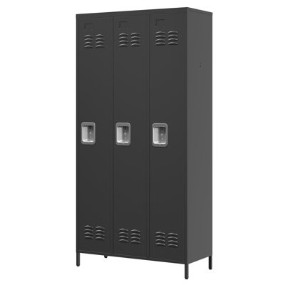 Metal Lockers With Materials - Home Gym Office Garage, Black Spacious Storage Locker For All Purposes