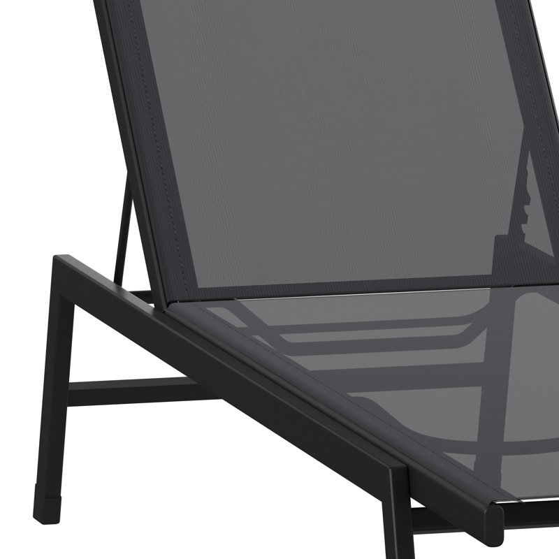 Aubrette All-Weather PVC-coated polyester Adjustable Reclining Chaise Lounge Chair, Black