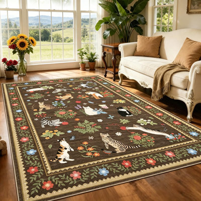 Animal Print Machine Printed Area Rug