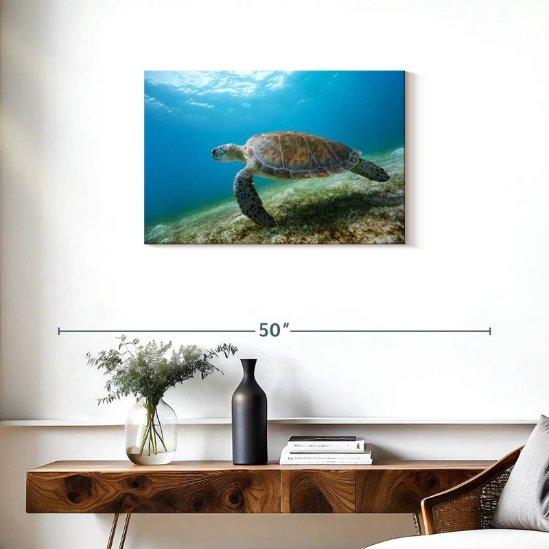 Tortue imbriquée en mouvement, H 20 po x l 30 po
