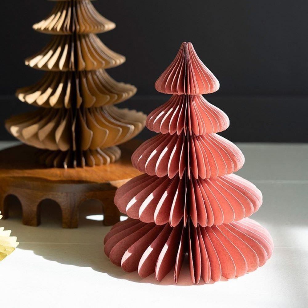 SET OF SIX PAPER JEWEL TONE ACCORDIAN CHRISTMAS TREES - ONE EACH COLOR