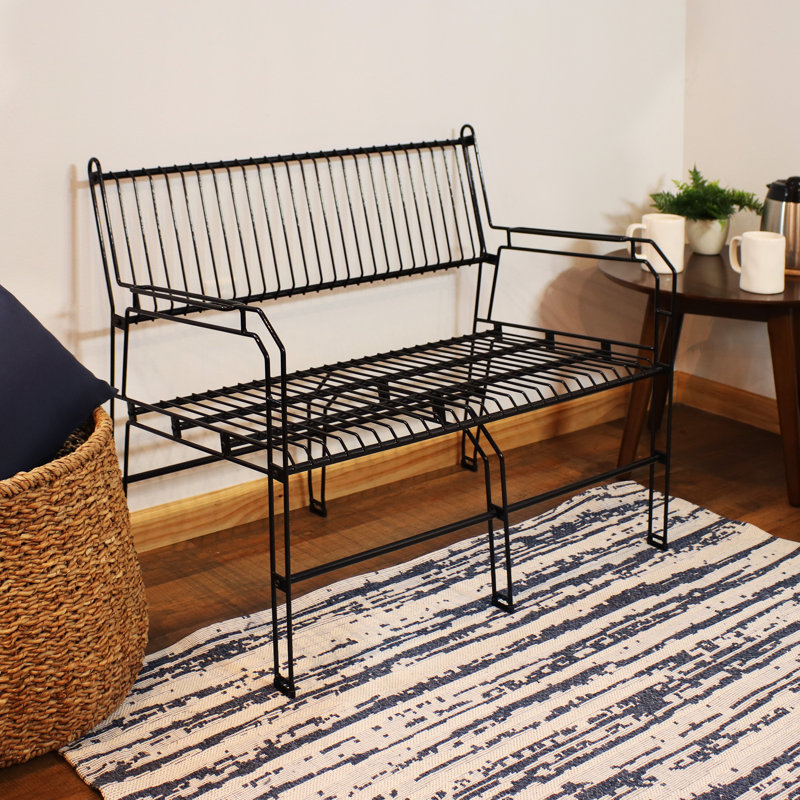 Banc de jardin noir en fil d'acier noir
