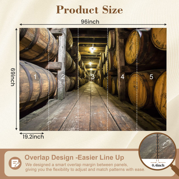 Red Barrel Studio Peel and Stick Wallpaper Barrels Bourbon Whiskey Wall ...