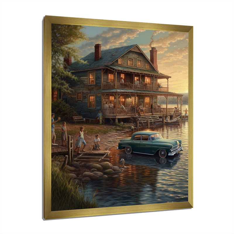 «Richarde Summer Vaccation At The Cottage III», reproduction sur toile, H 20 po x l 12 po x P 1 po, Encadrement doré