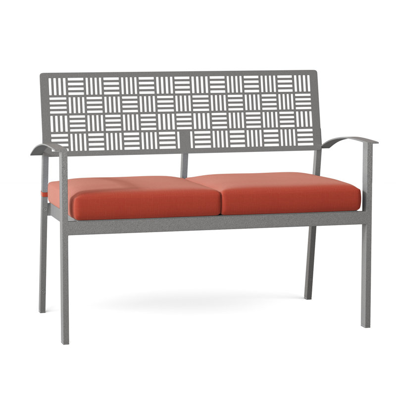 New Century Outdoor Bench, Pewter, Canvas Bird's Eye Sunbrella® Canvas