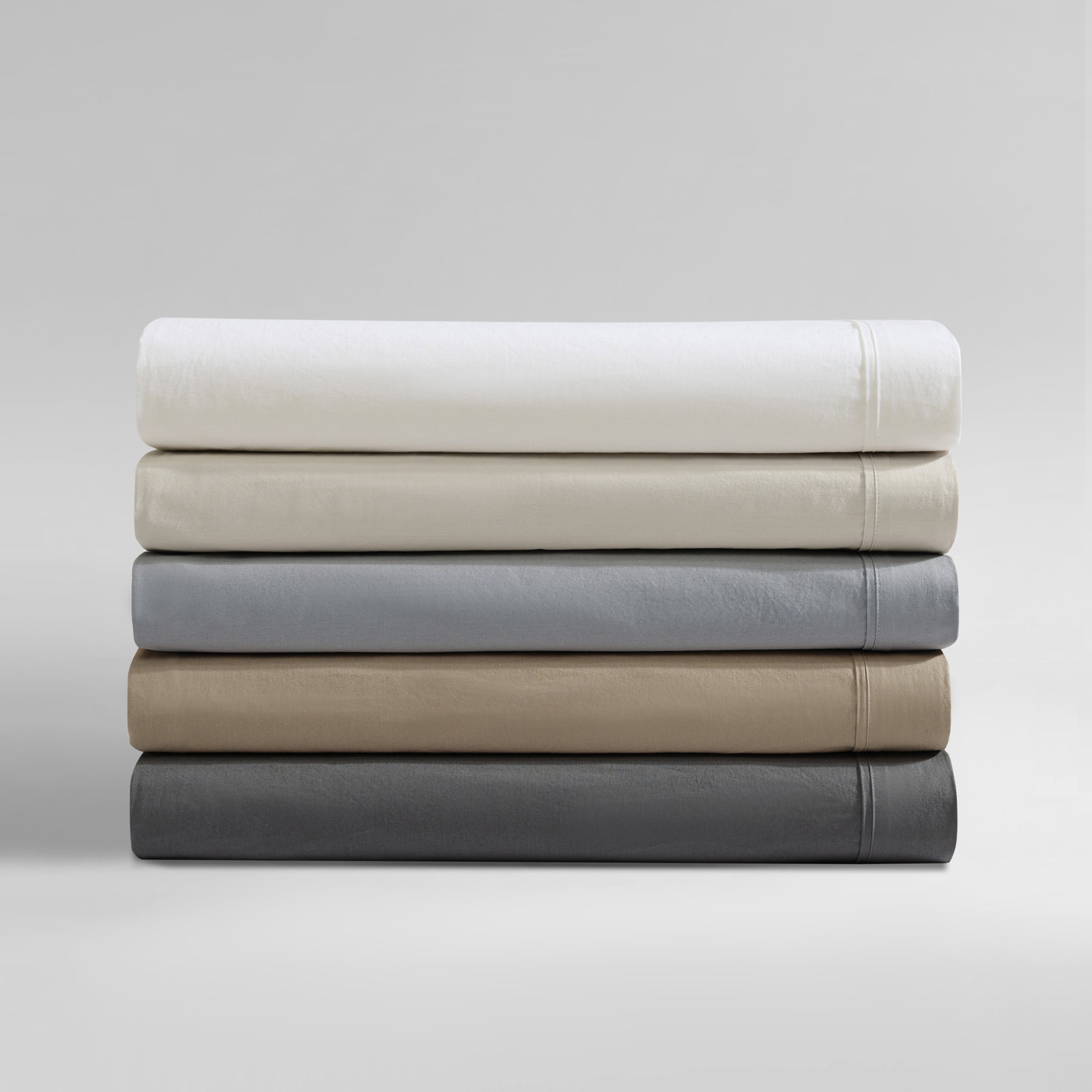 Calvin Klein Washed Percale Cotton Sheet Set, Queen Sheet Set with 2 Pillowcases, White
