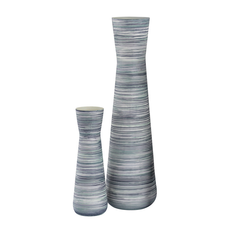 Langport Vase - Large Blue, Blue, 28" H x 7.75" W x 7.75" D, Striped